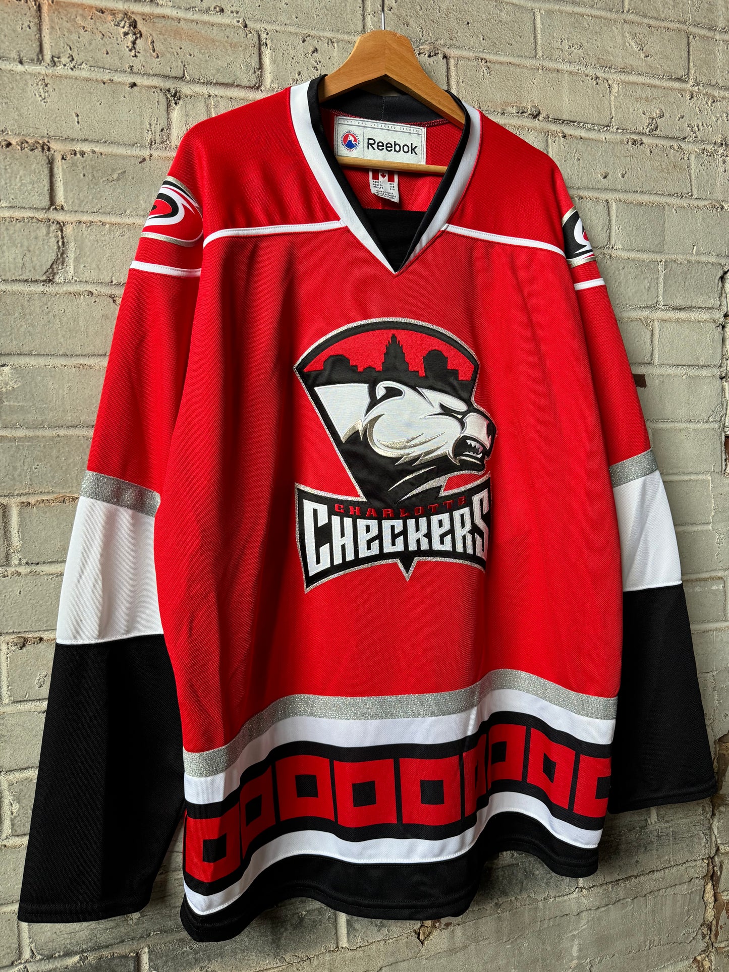 2010’s Charlotte Checkers Carolina Hurricanes Era Red Reebok AHL Hockey Jersey (XXL)