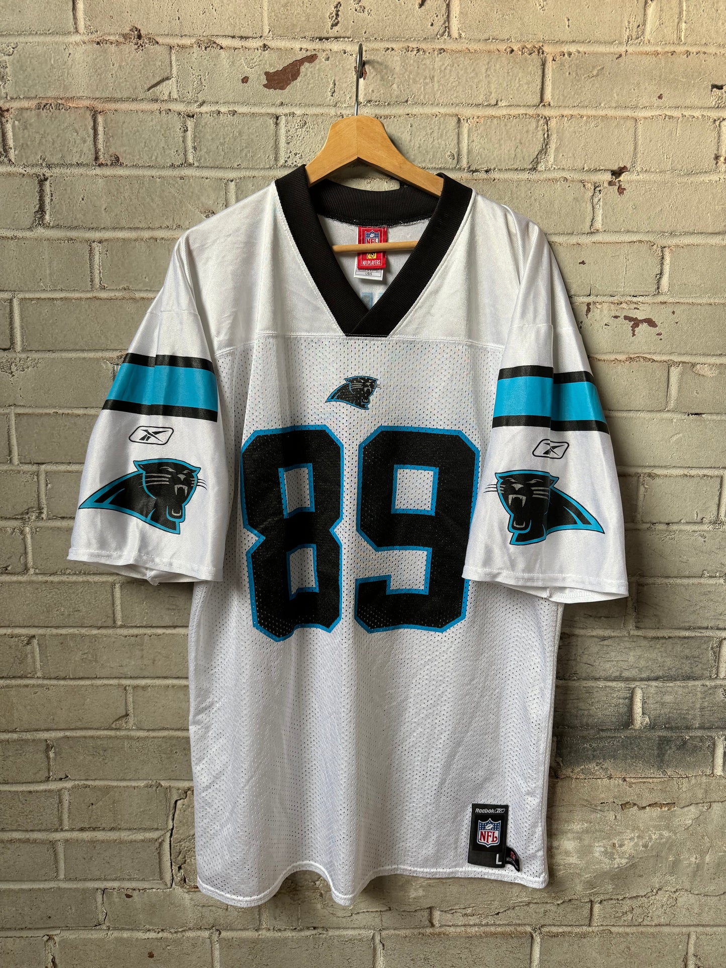 00’s Carolina Panthers Steve Smith Vintage White Reebok NFL Jersey (Large)