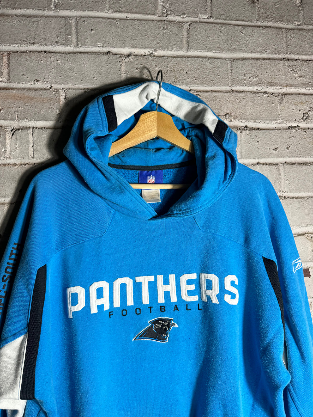 00’s Carolina Panthers Vintage Blue Reebok Heavyweight NFL Hoodie (Large)
