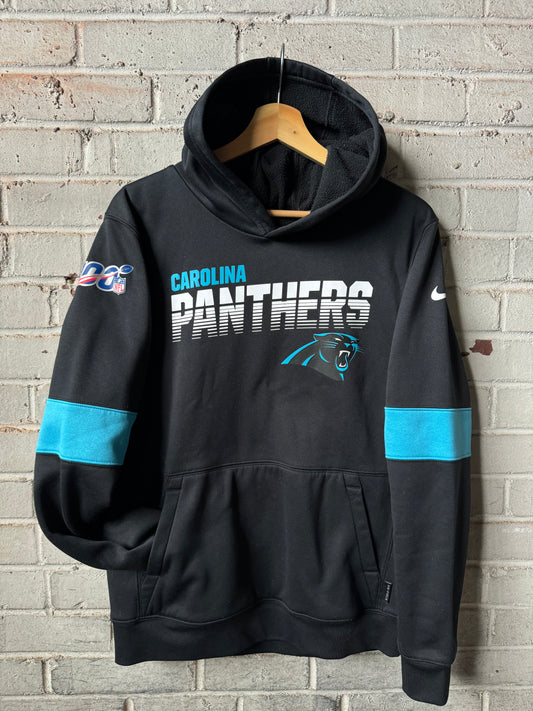 2019 Carolina Panthers Black Colorblocked Nike 100th NFL Anniversary Logo Hoodie (Youth XL)