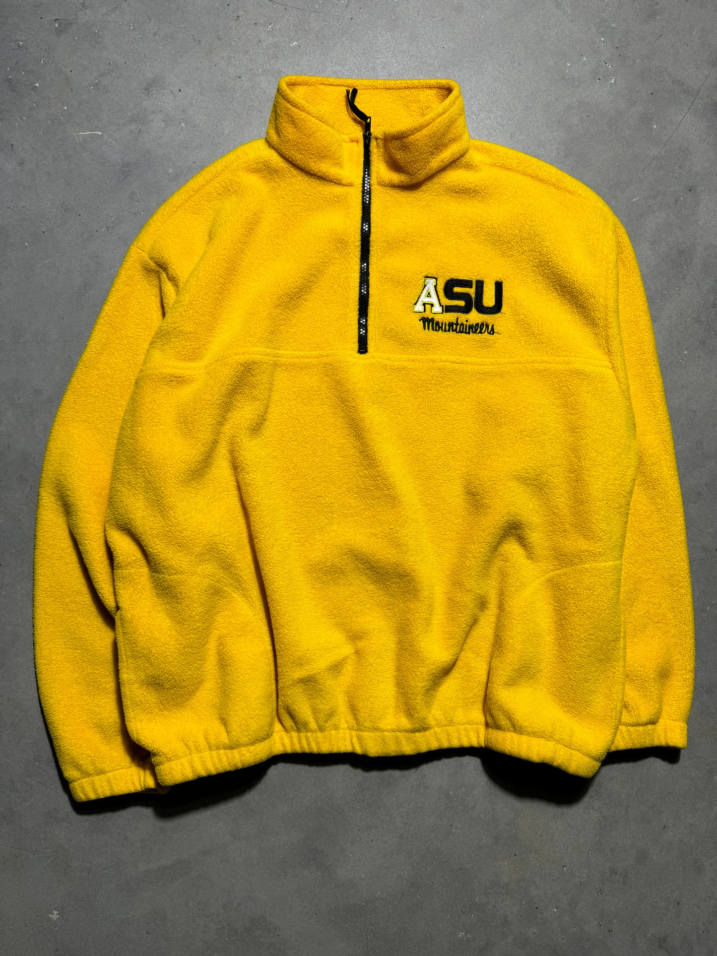00’s Appalachian State University Mountaineers Vintage Gold Half Zip Fleece College Pullover (XL)