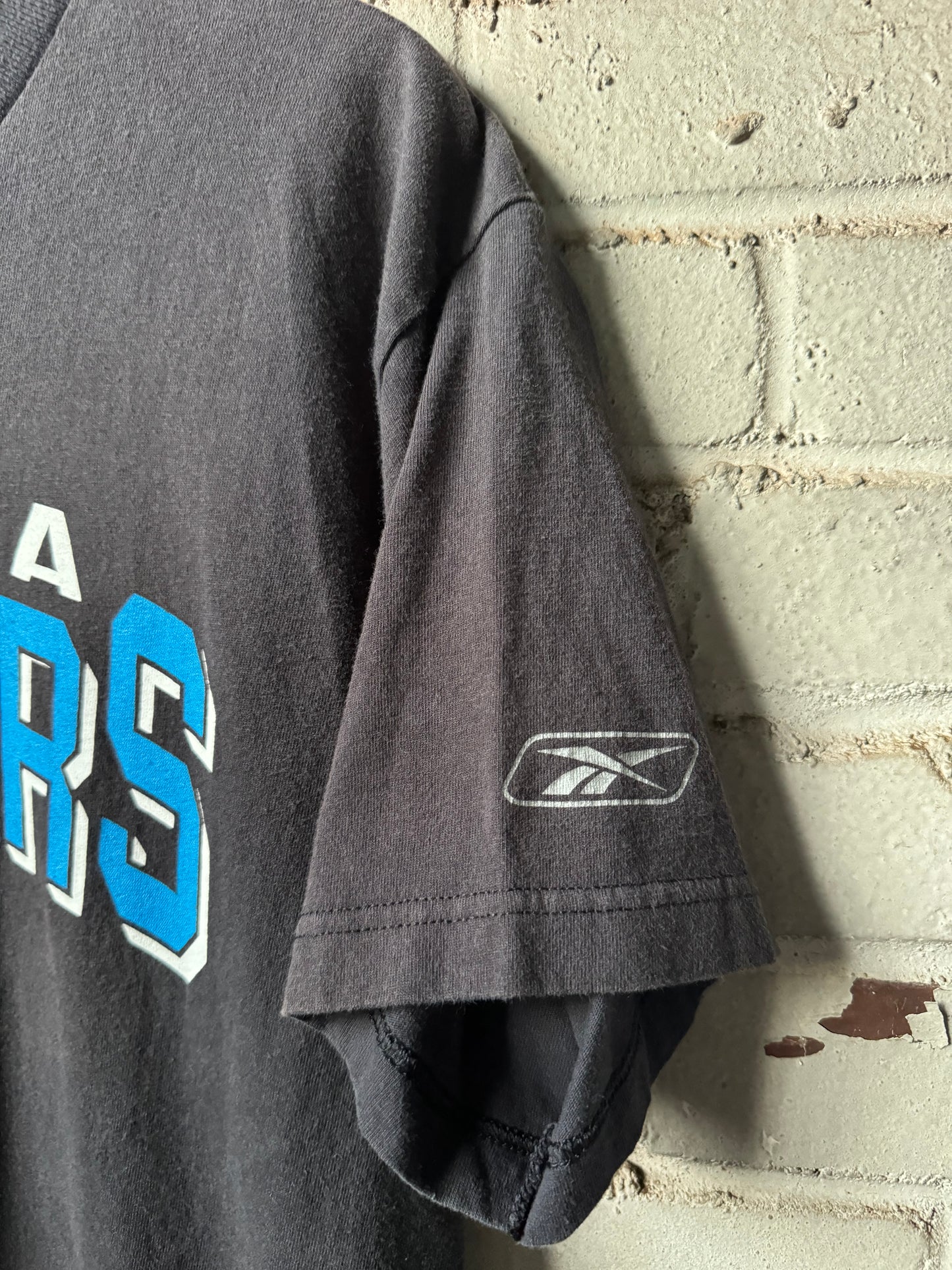 00’s Carolina Panthers Vintage Black Reebok Arch Spellout NFL Tee (Medium)