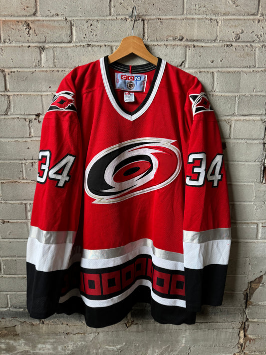 00’s Carolina Hurricanes Vintage Red #34 CCM NHL Hockey Jersey (XXL)