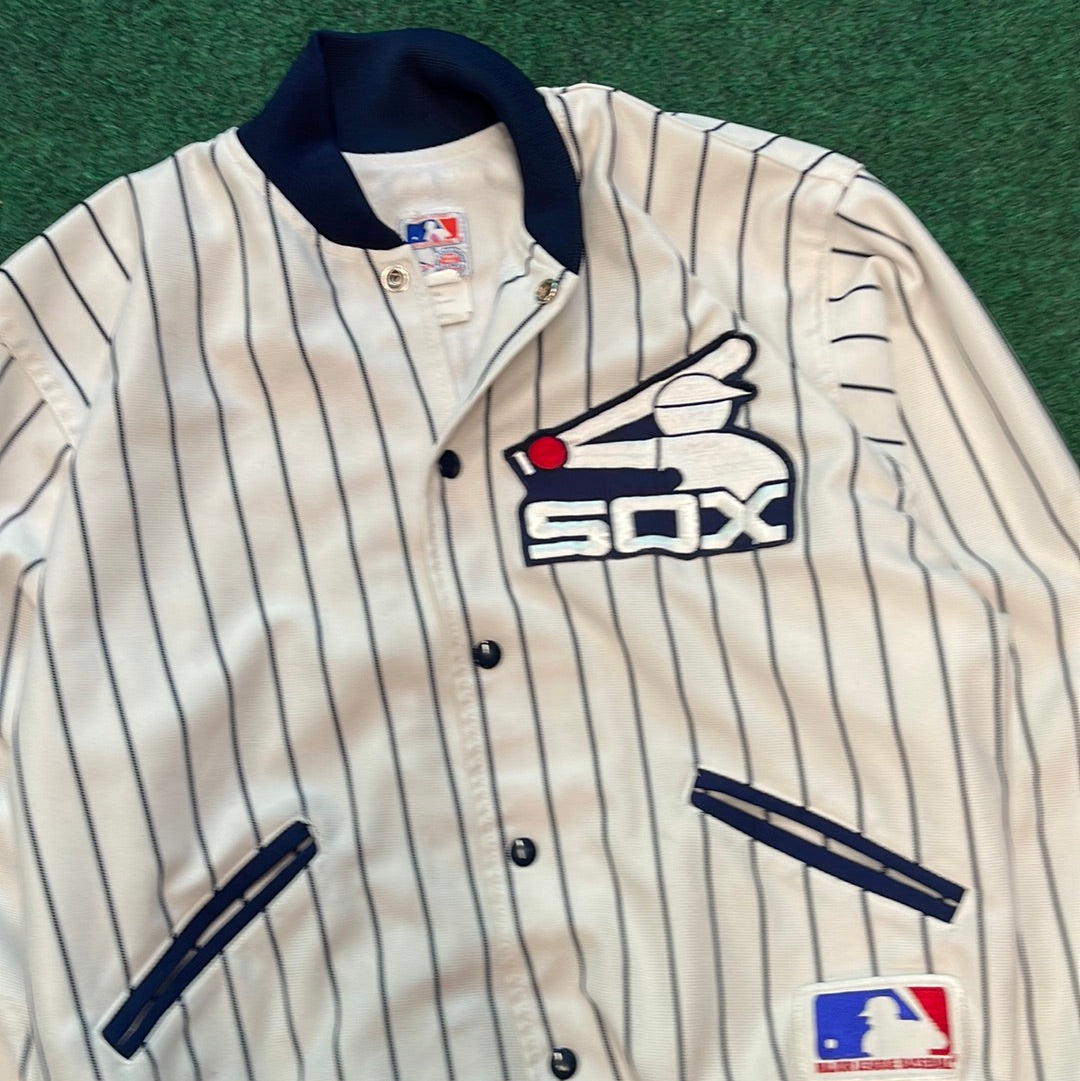 80’s Chicago White Sox Felco Vintage MLB Pinstriped Coaches Jacket (Medium)