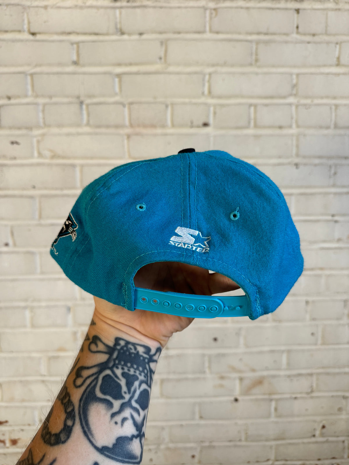 90’s Carolina Panthers Vintage Blue Black Starter Wool Tailsweep Script NFL Snapback Hat (OSFA)