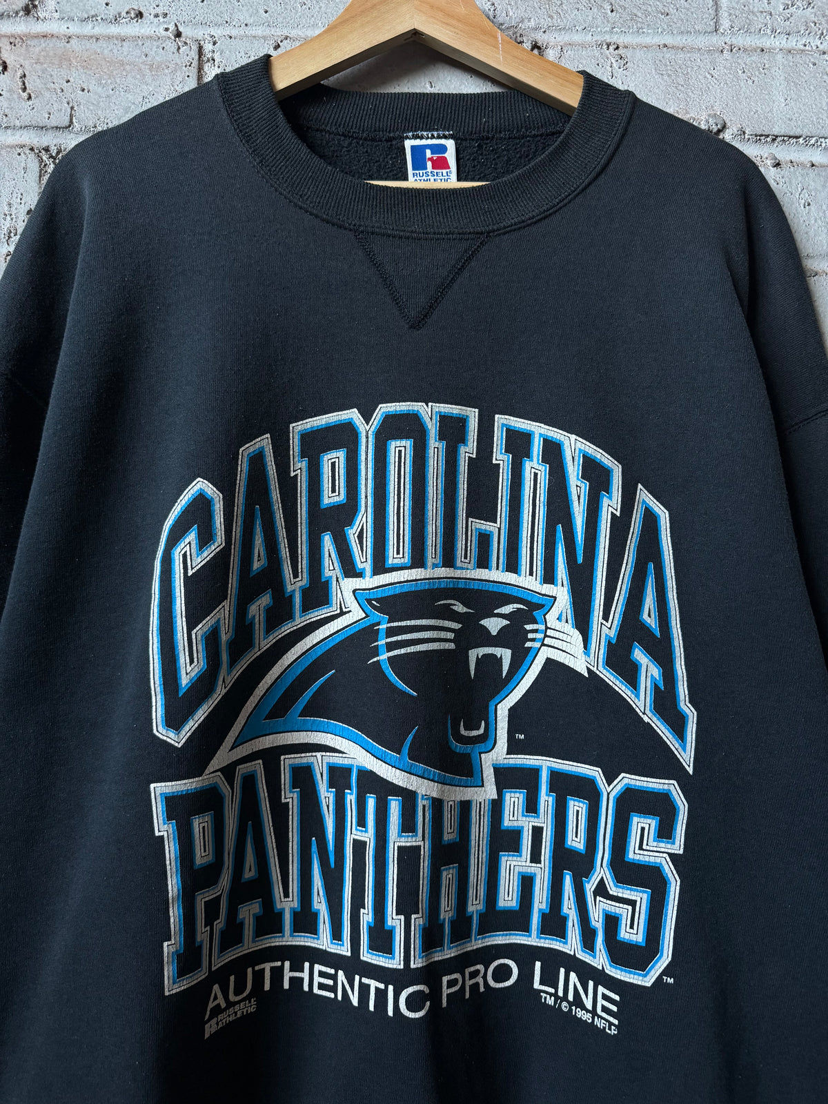 1995 Carolina Panthers Vintage Black Russell Athletic Heavyweight NFL Crewneck (XL)