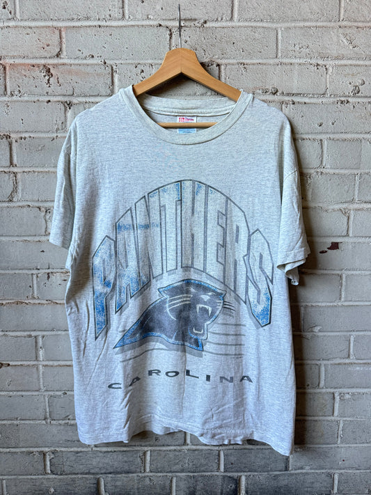 1995 Carolina Panthers Vintage Heather Grey Distressed NFL Tee (Large)