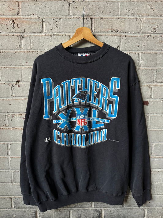 1993 Carolina Panthers Vintage Black Logo Athletic Heavyweight NFL Crewneck (Medium)