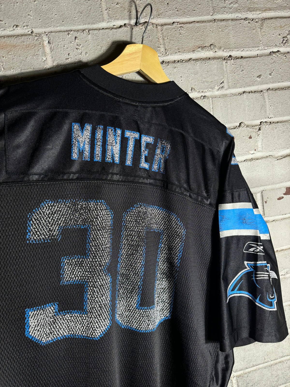 00’s Carolina Panthers Mike Minter Vintage Black Reebok Cropped NFL Jersey (XL)