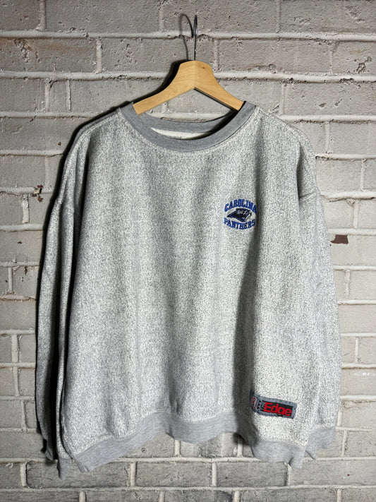 1997 Carolina Panthers Vintage Grey Embroidered Fleece NFL Crewneck (Boxy Large)
