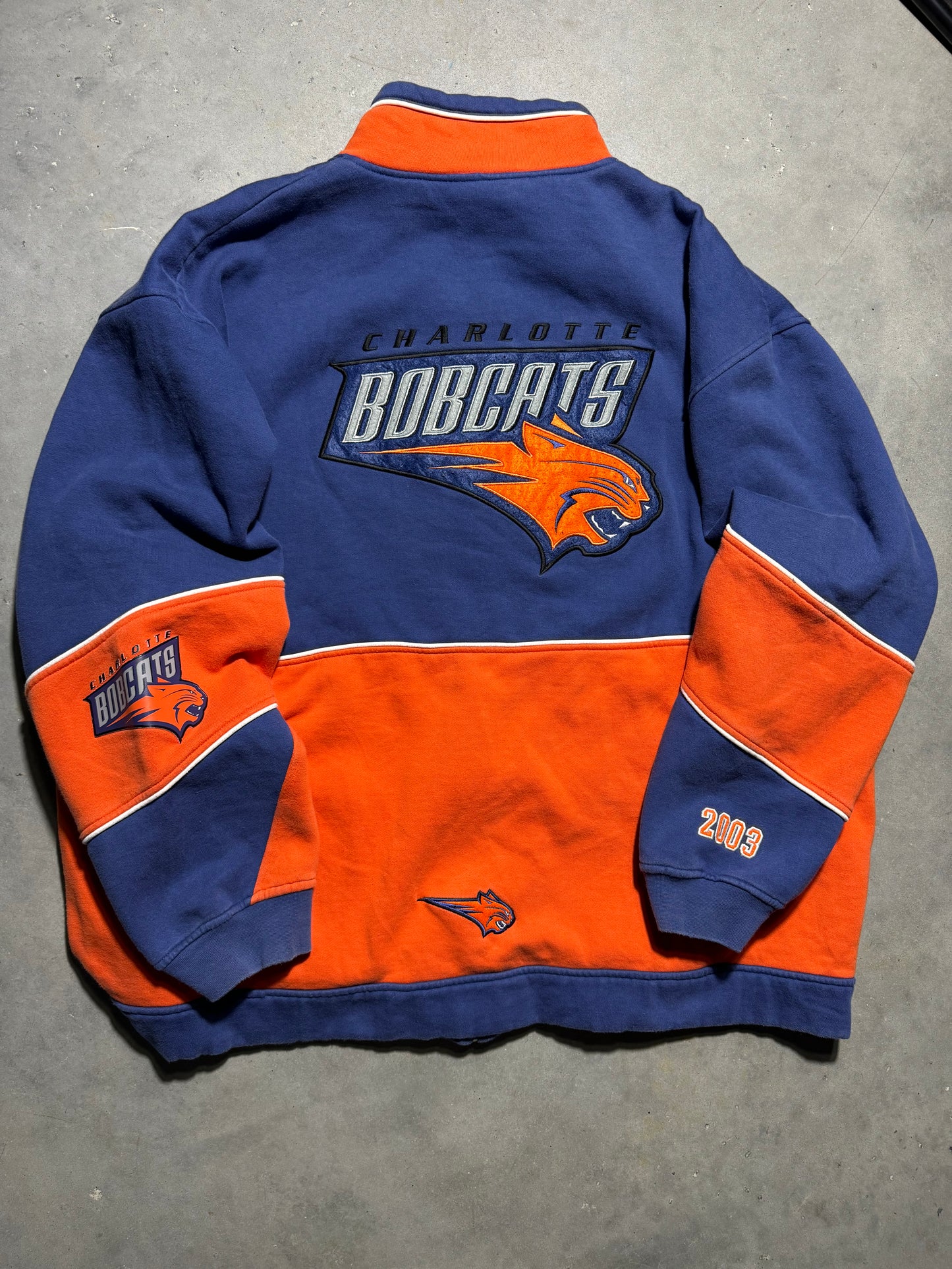 2003 Charlotte Bobcats Inaugural Season Big Logo NBA Full Zip NBA Jacket (XXXL)