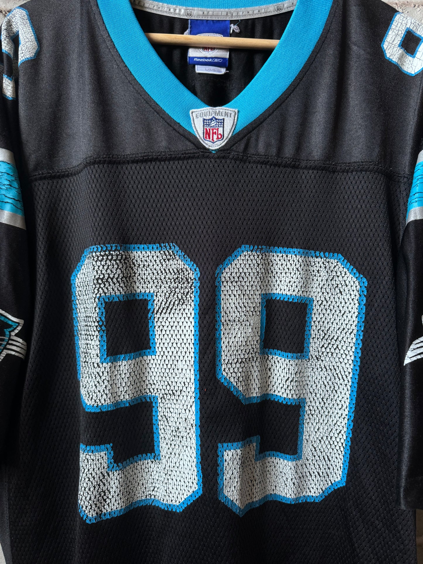 00’s Carolina Panthers Maʻake Kemoeatu Vintage Black Reebok NFL Jersey (Large)