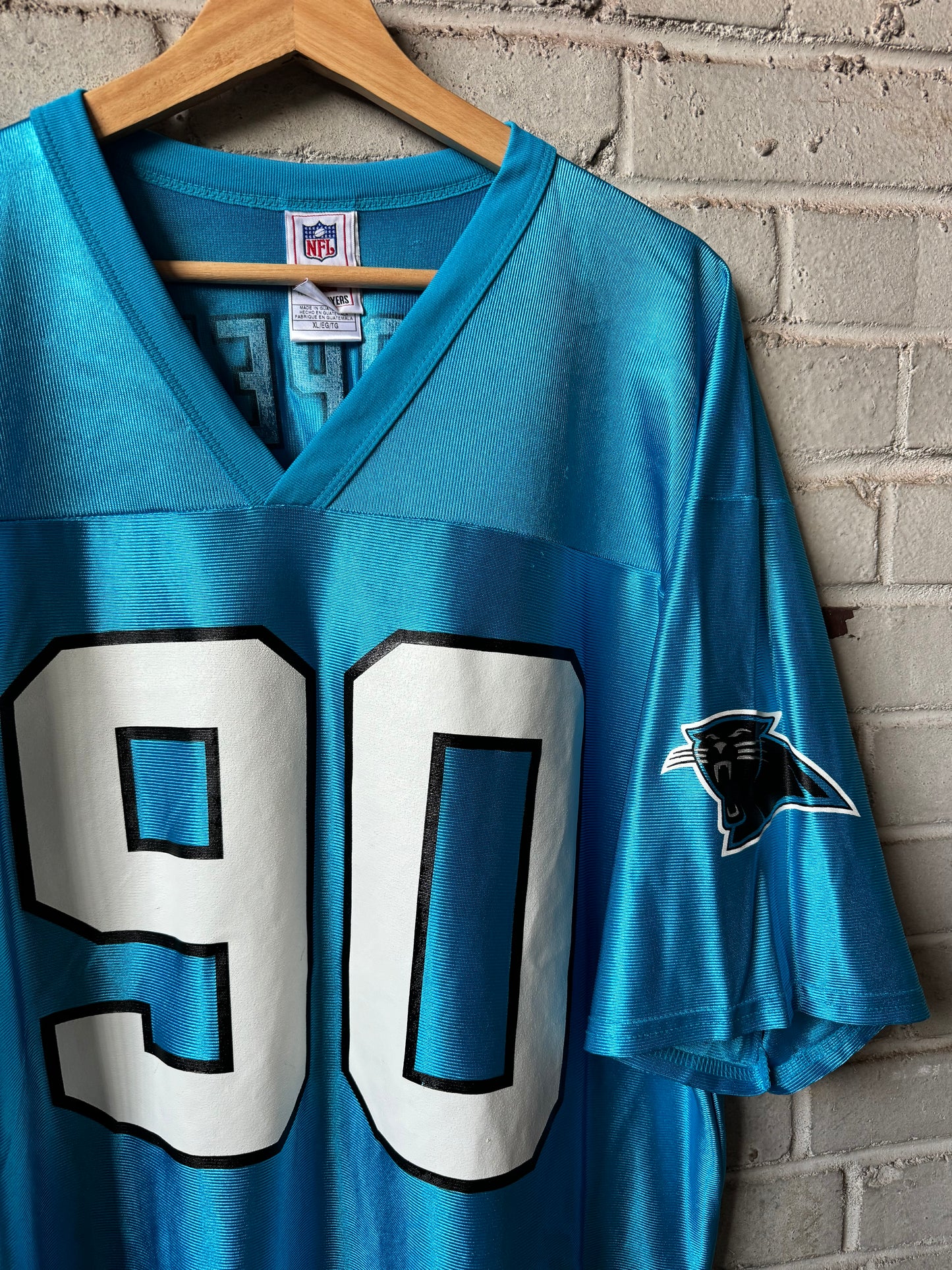 00’s Carolina Panthers Julius Peppers Vintage Blue NFL Jersey (XL)