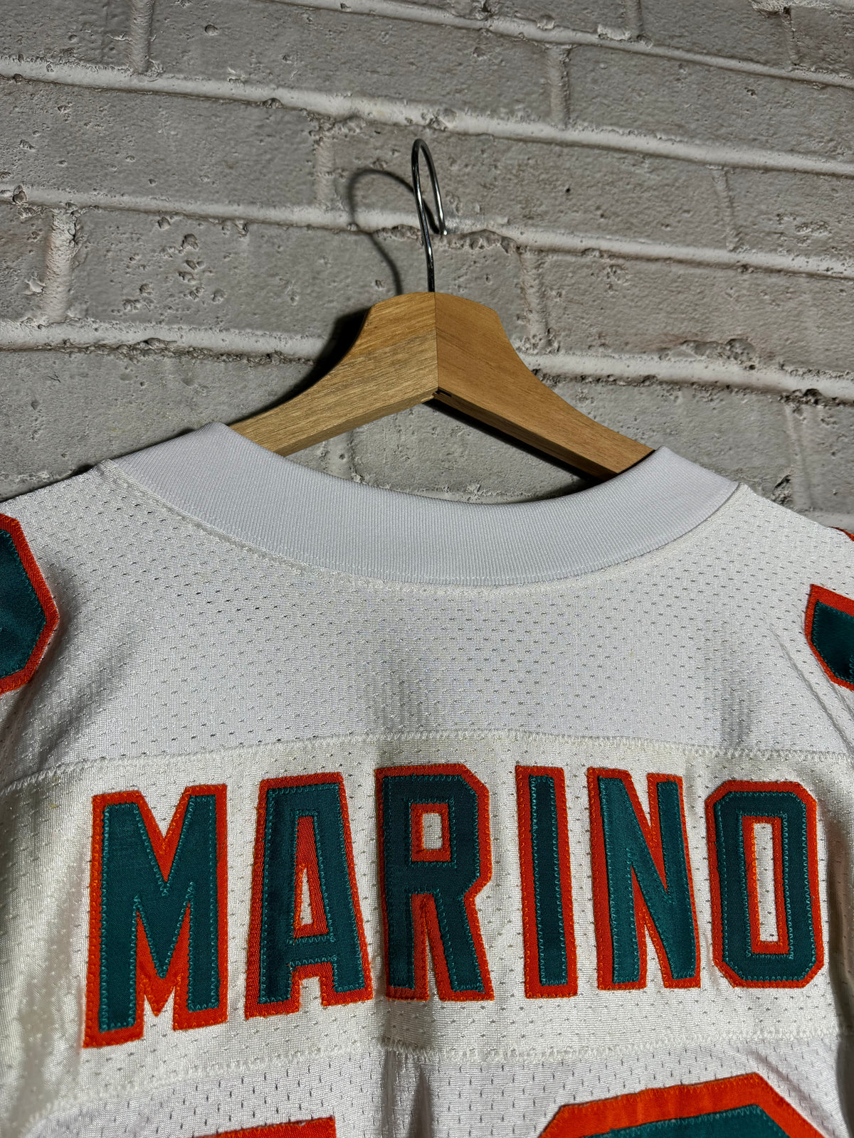 90’s Miami Dolphins Dan Marino Vintage White Wilson Fully Embroidered On Field Authentic NFL Jersey (44/Large)