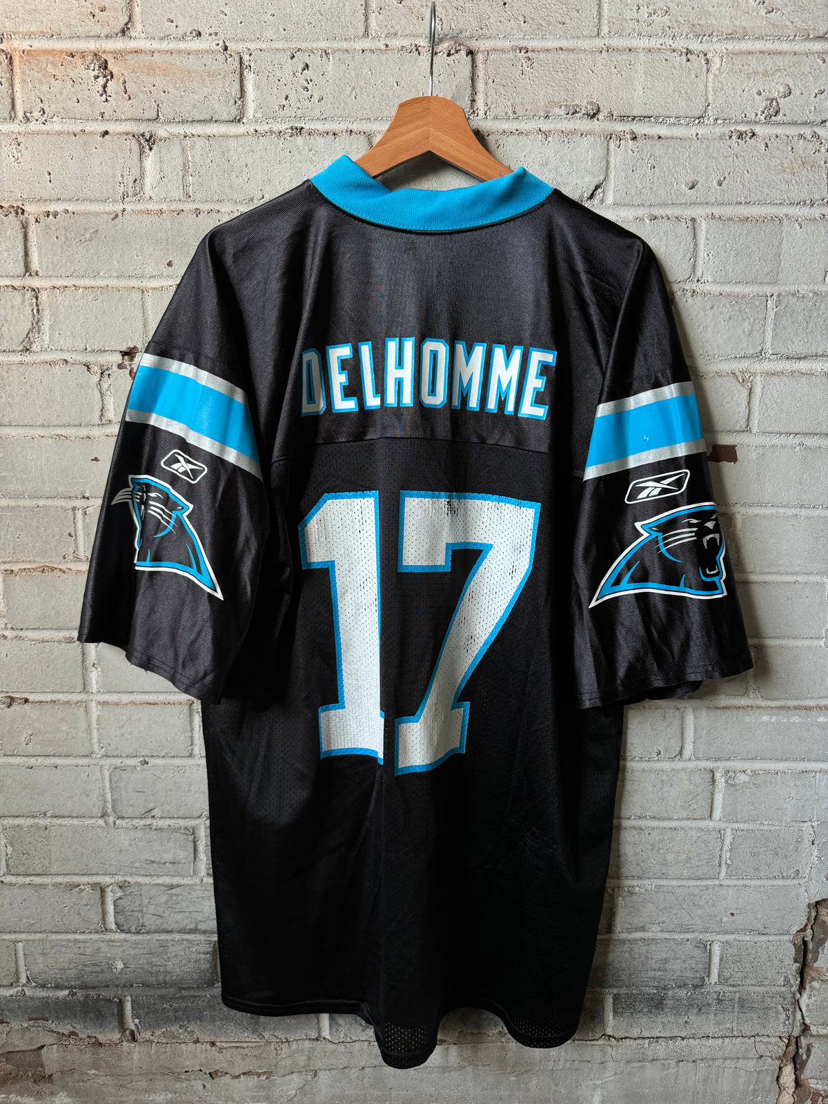00’s Carolina Panthers Jake Delhomme Vintage Black Reebok NFL Jersey (Large)