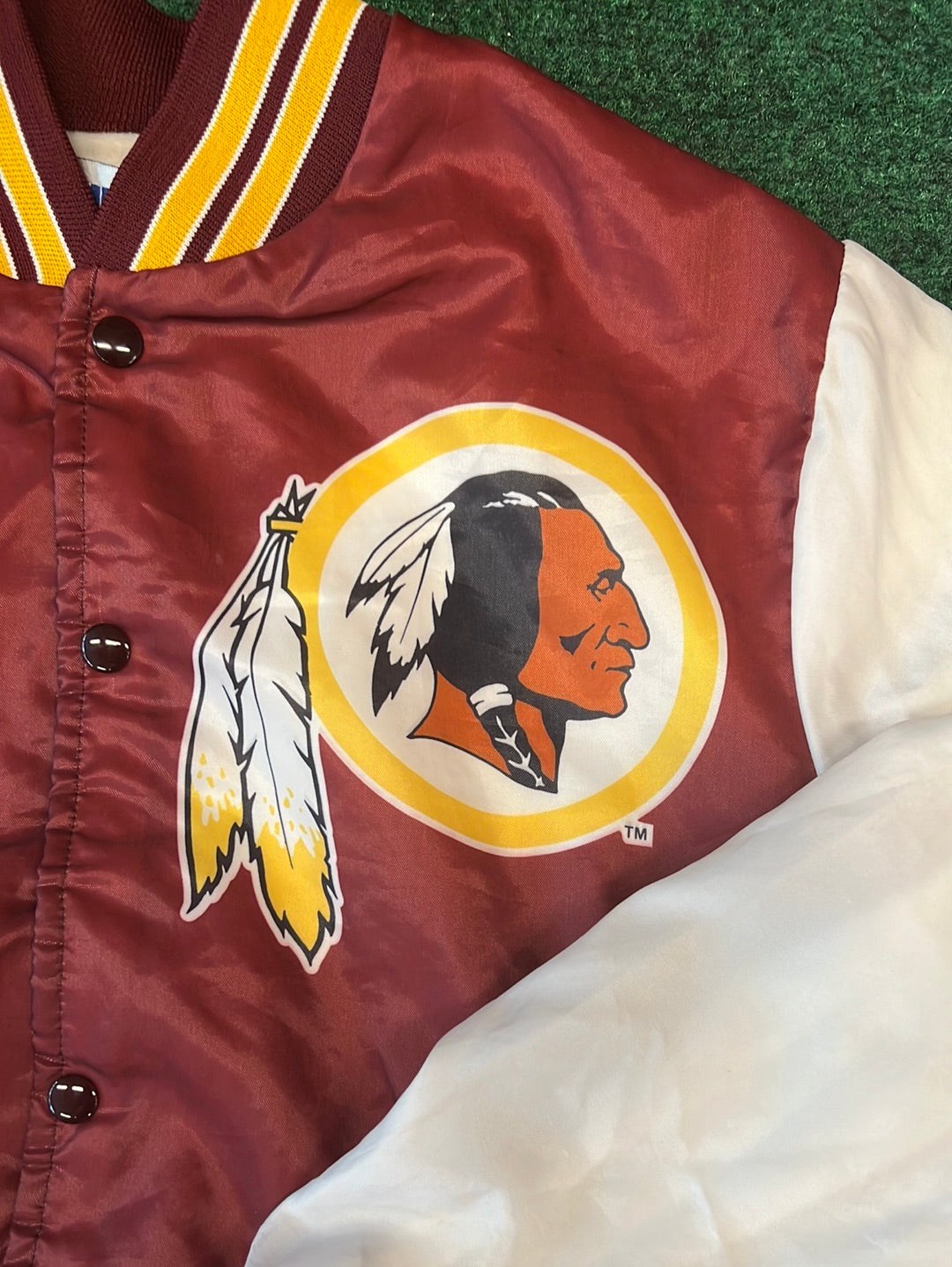 90s Vintage Washington Redskins Fanimation NFL Satin Bomber Jacket (Small)