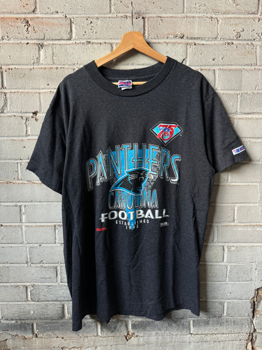 1994 Carolina Panthers Vintage Striped 75th Anniversary NFL Tee (XL)