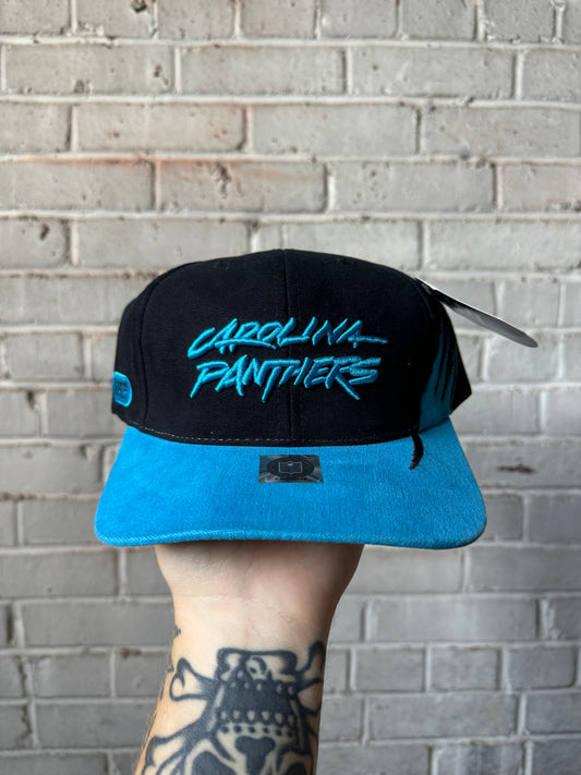 00’s Carolina Panthers Vintage Cat Scratch Font Claw Mark NFL Strapback Hat - Deadstock (OSFA)