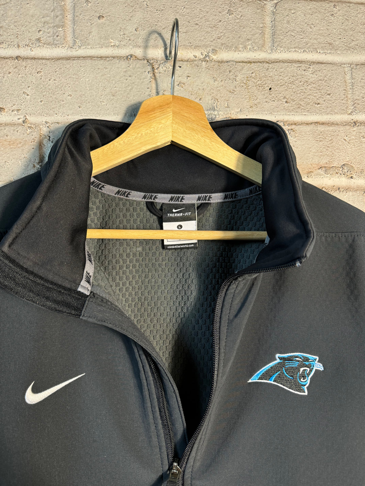 2018 Carolina Panthers Black Nike Therma-Fit Insulated NFL Sideline Jacket (Large)