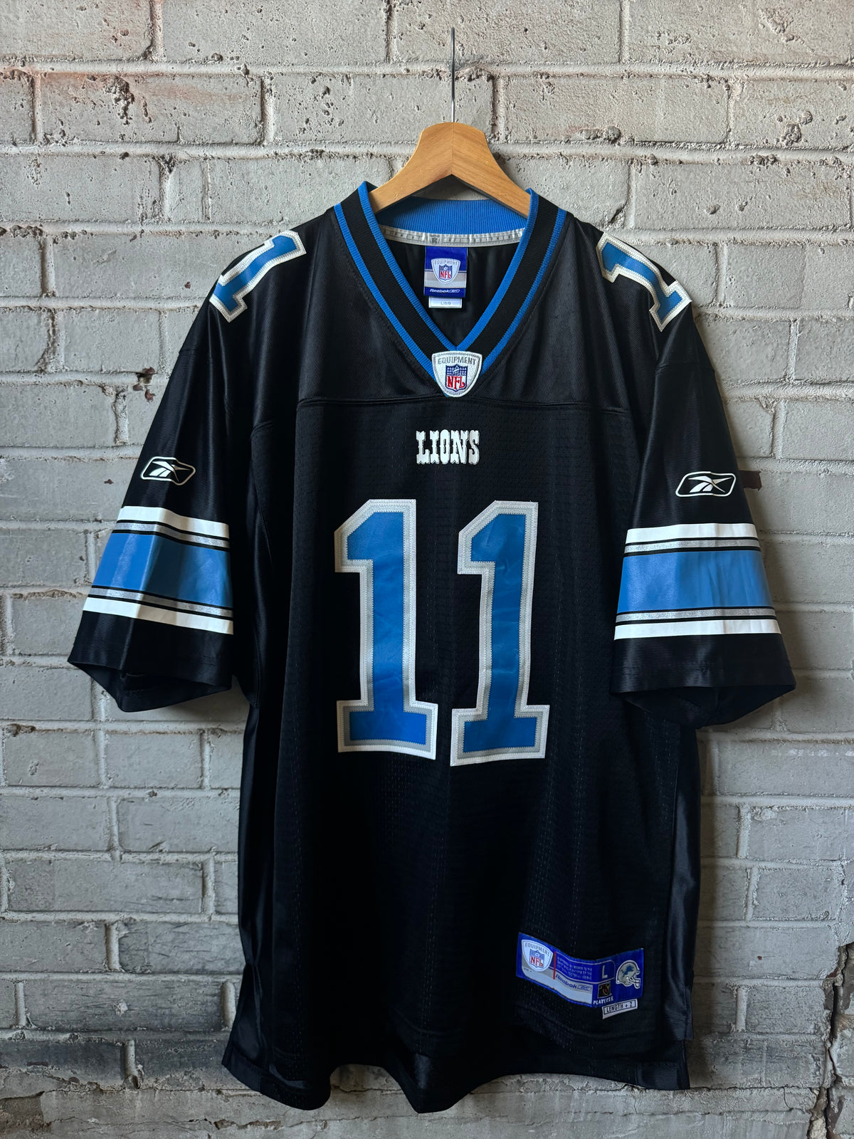 00’s Detroit Lions Roy Williams Vintage Black Alternate Reebok Stitched NFL Jersey (Large)