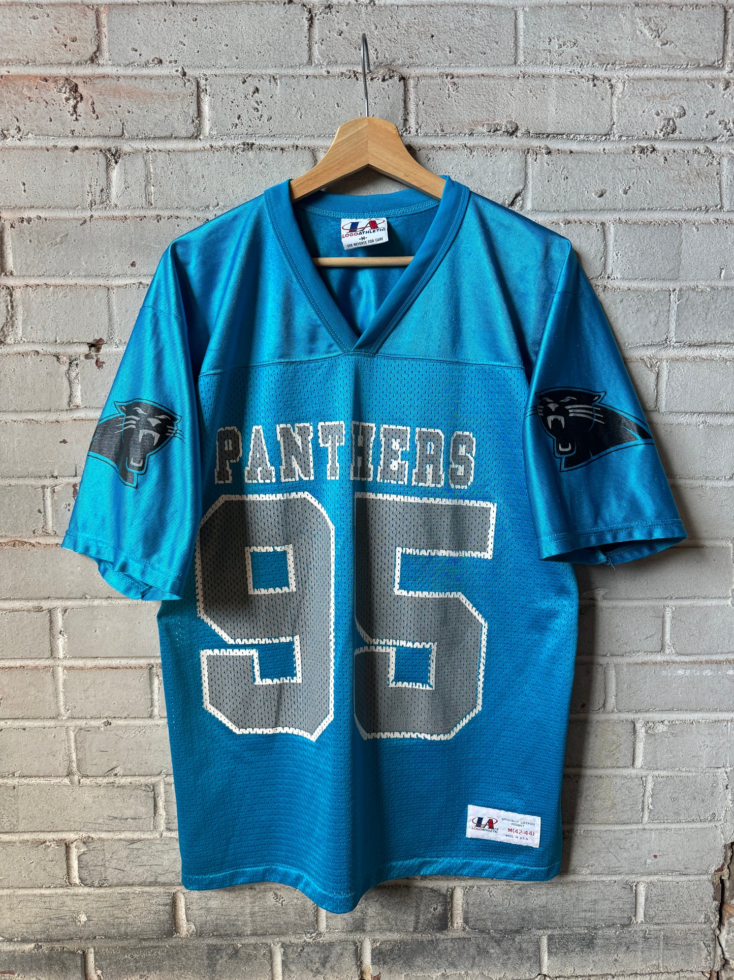 1995 Carolina Panthers Vintage Logo Athletic Blue Inaugural Season NFL Jersey (Medium)