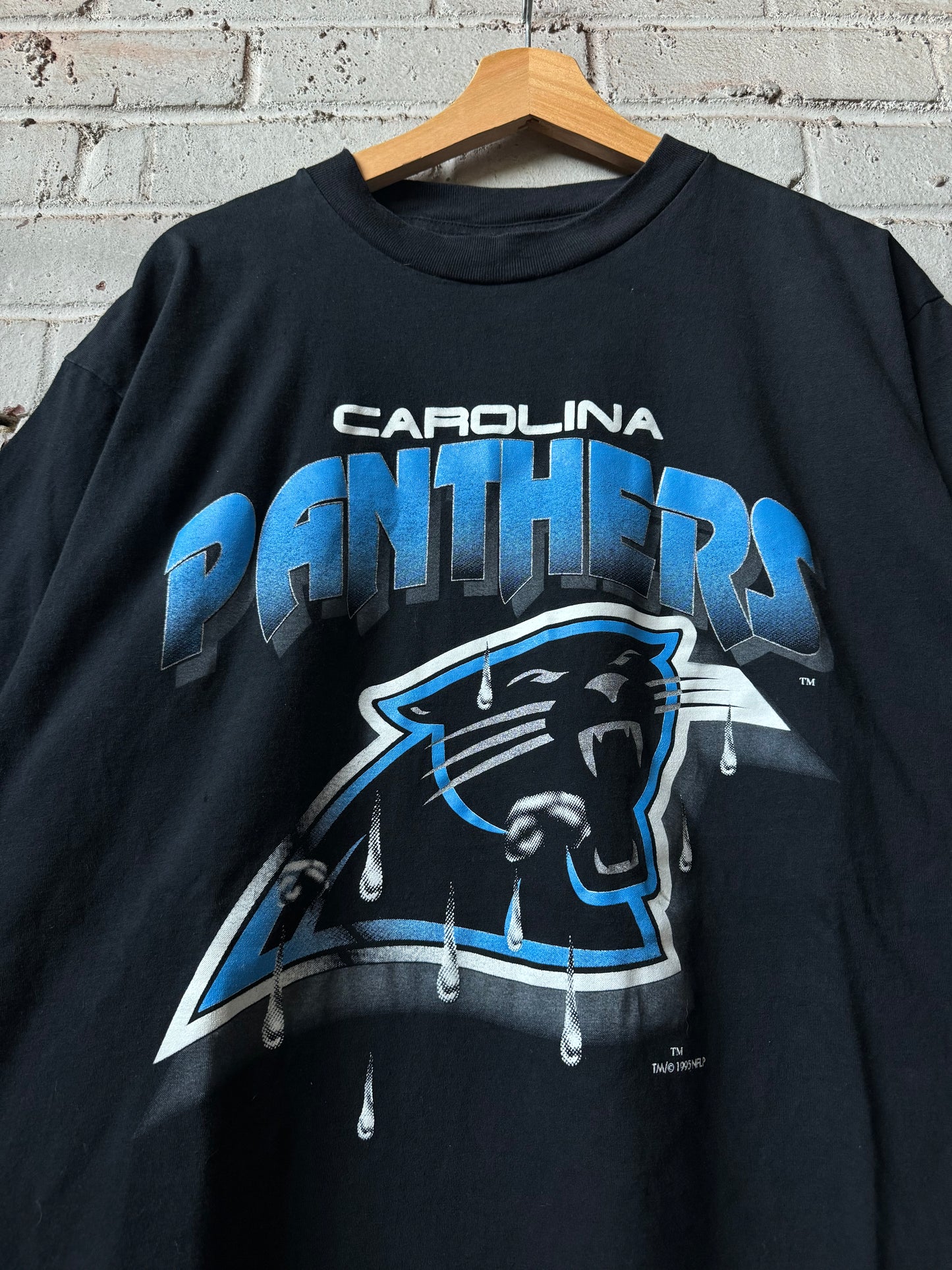 1995 Carolina Panthers Vintage Inaugural Season Rain Drops NFL Tee (XL)