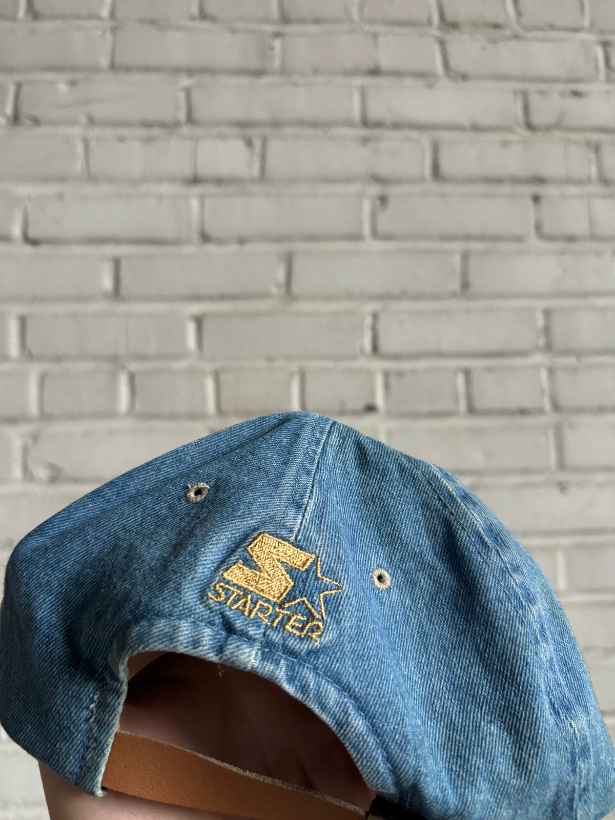 90’s Carolina Hurricanes Vintage Starter Denim Leather Strapback NHL Hat (OSFA)
