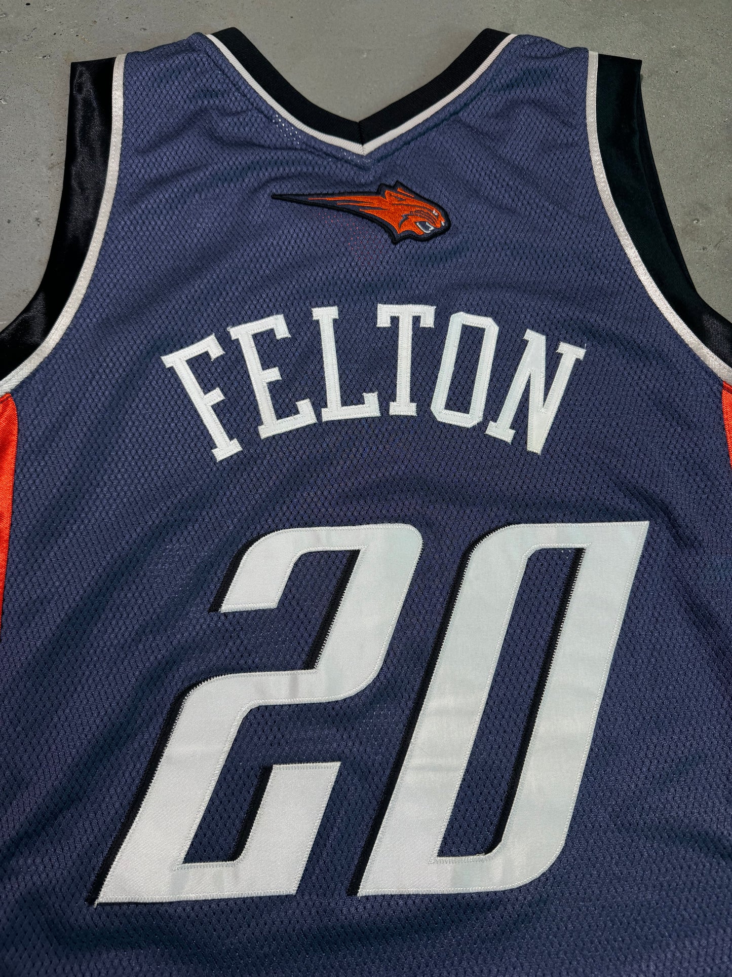 00’s Charlotte Bobcats Raymond Felton Vintage Blue Full Embroidered Adidas NBA Authentic Jersey (44/Large)