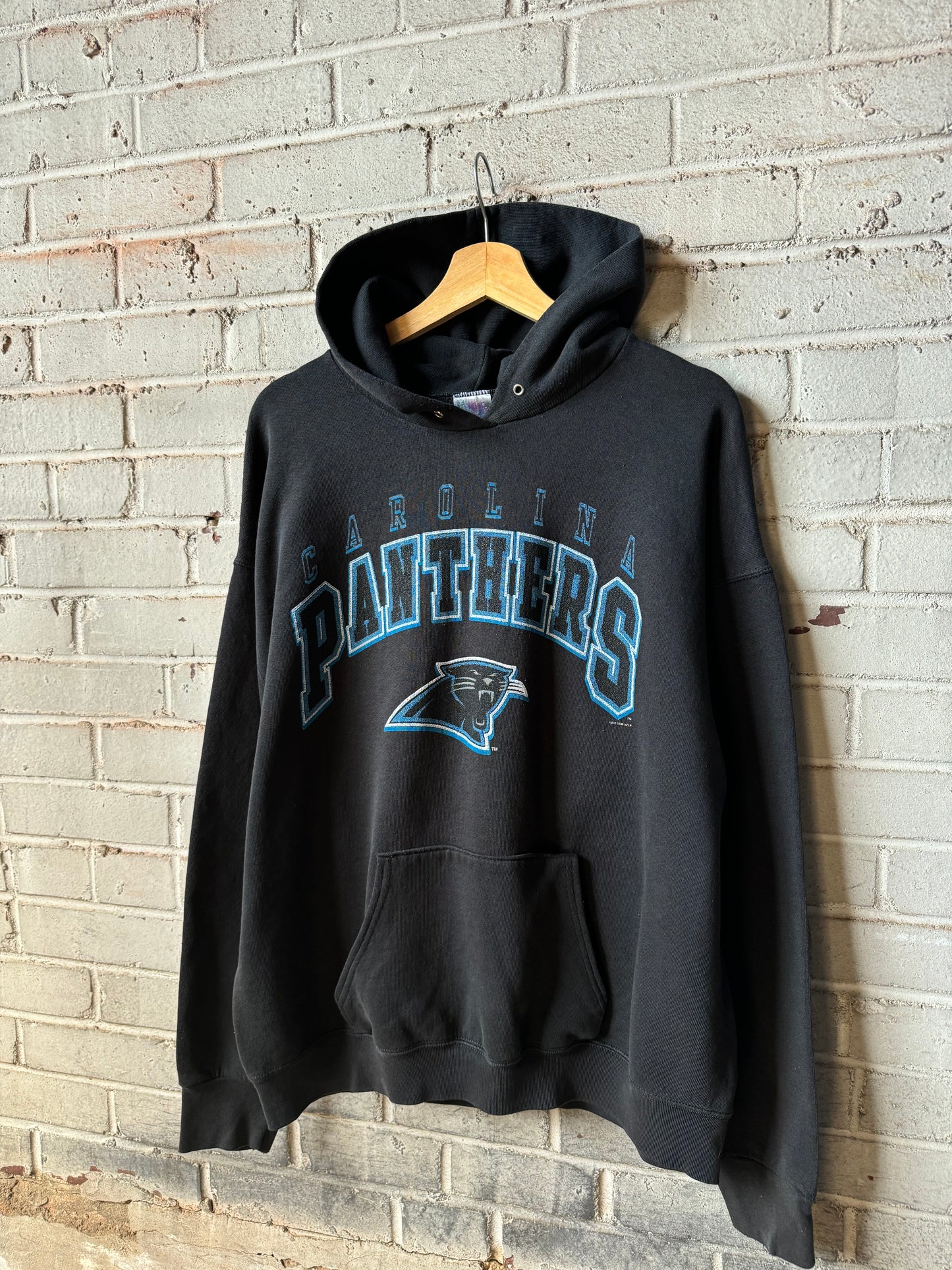 1996 Carolina Panthers Vintage Black Distressed NFL Hoodie (XL)