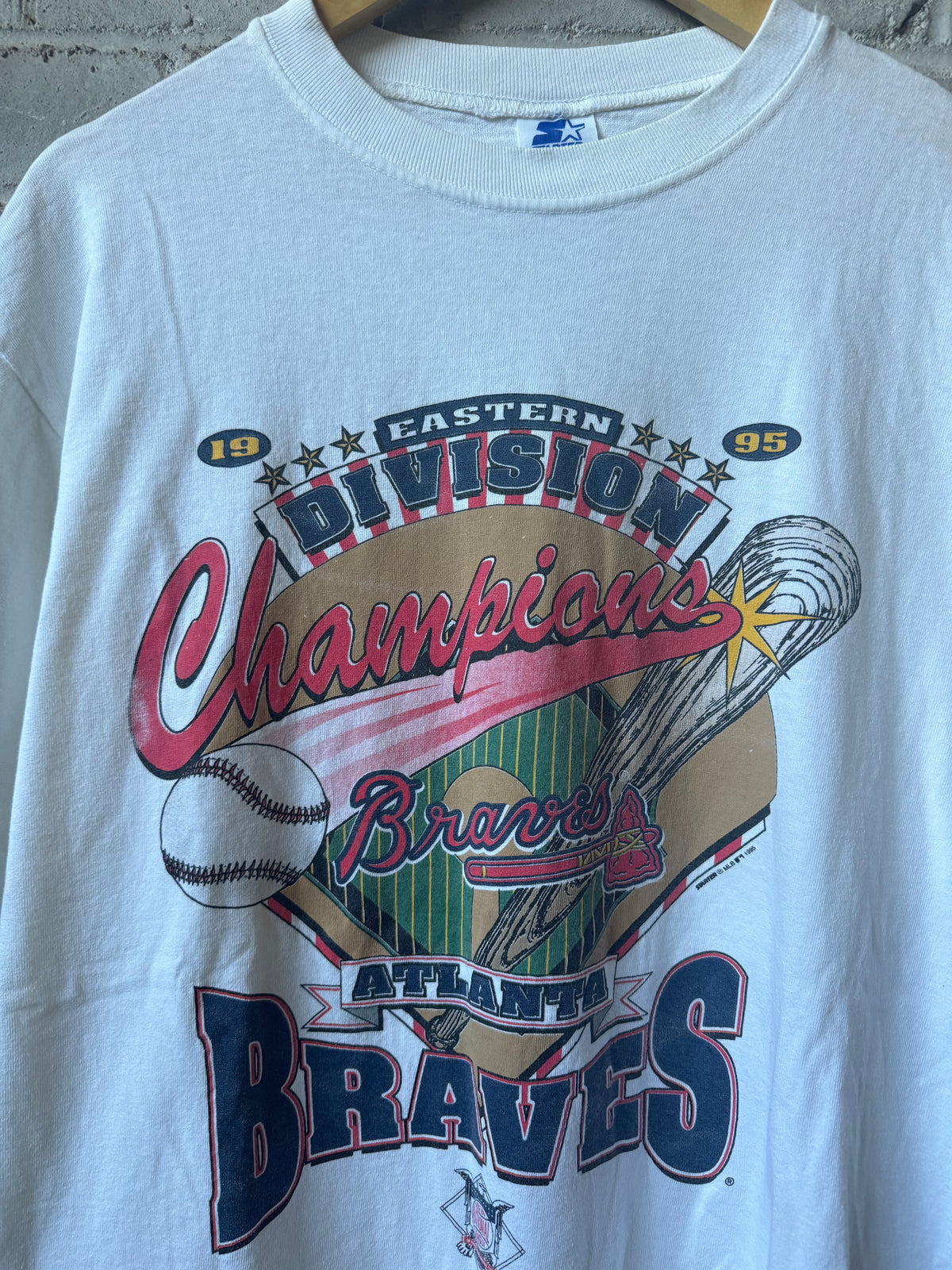 1995 Atlanta Braves Vintage White Eastern Division Champions Starter MLB Tee (Large)