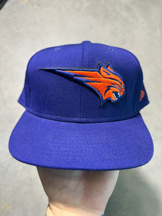 00’s Charlotte Bobcats Vintage Blue Orange New Era Wool Plain Logo NBA Fitted Hat (7 5/8)