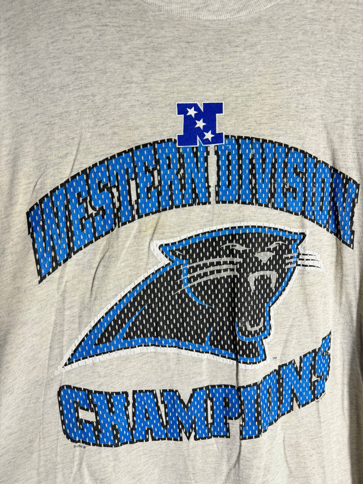 1996 Carolina Panthers NFC Western Division Champions Vintage Heather Grey NFL Tee (XL)