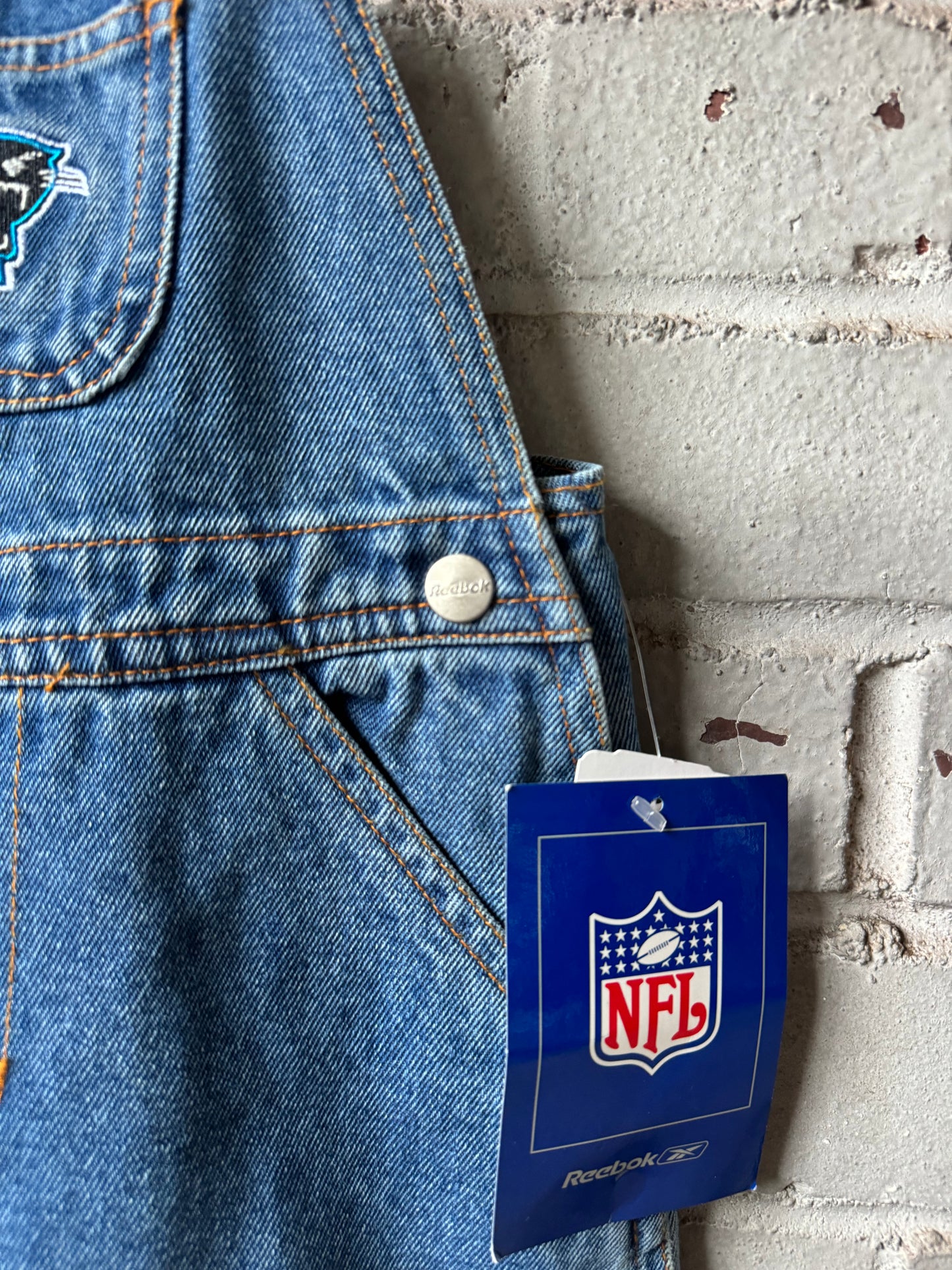00’s Carolina Panthers Vintage Reebok Denim Jean NFL Skirt - Deadstock (Size 3T)