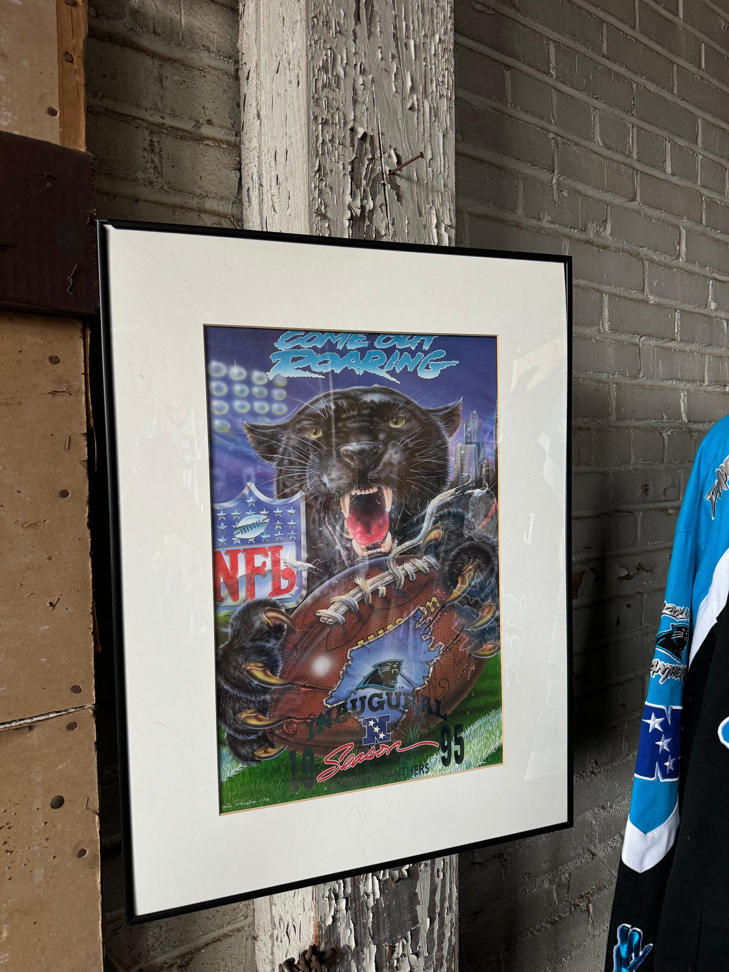 1995 Carolina Panthers Inaugural Season “Come Out Roaring” Framed NFL Print by Denis Pereira