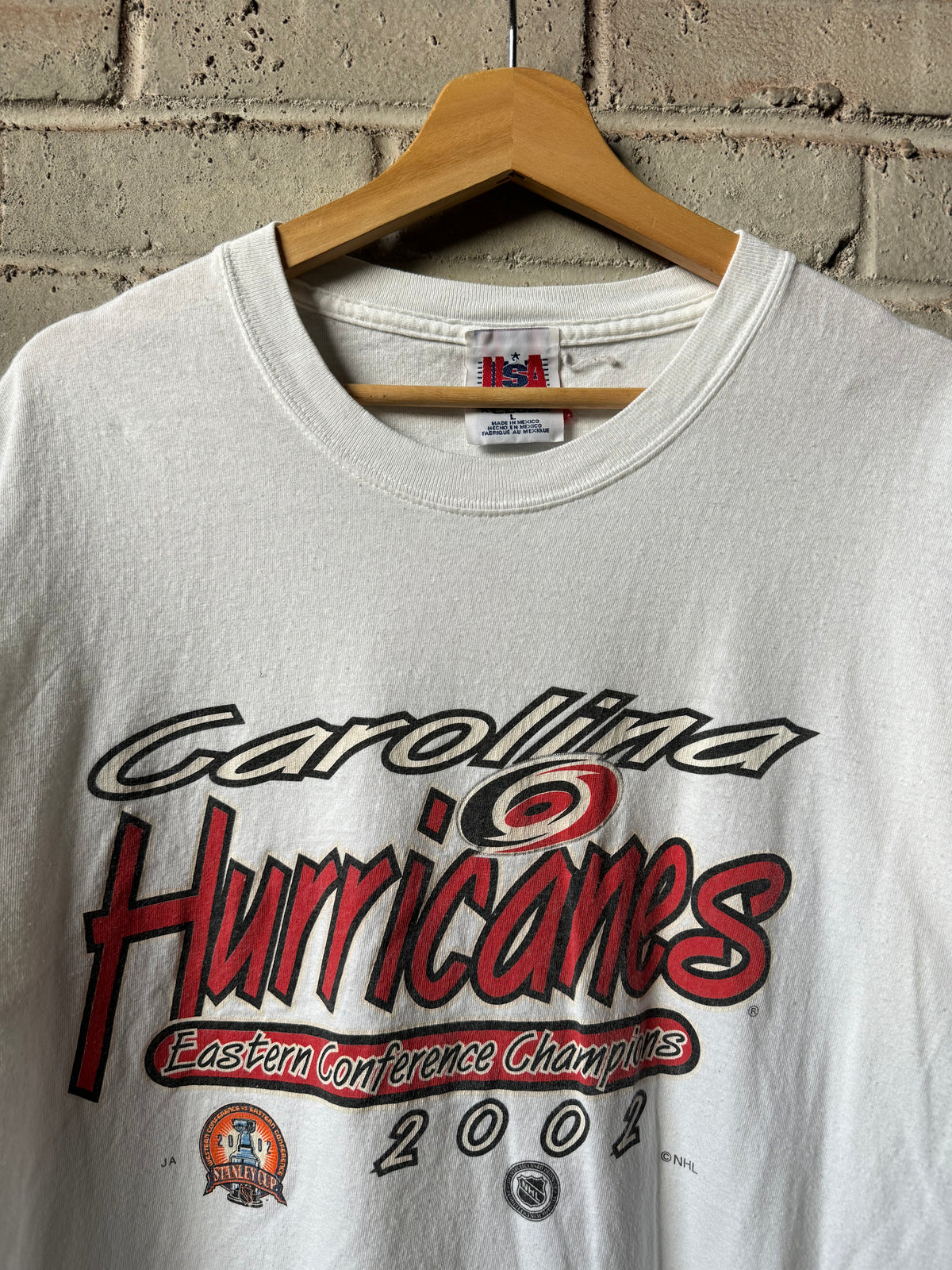 2002 Carolina Hurricanes Vintage White Eastern Conference Champions NHL Tee (Large)