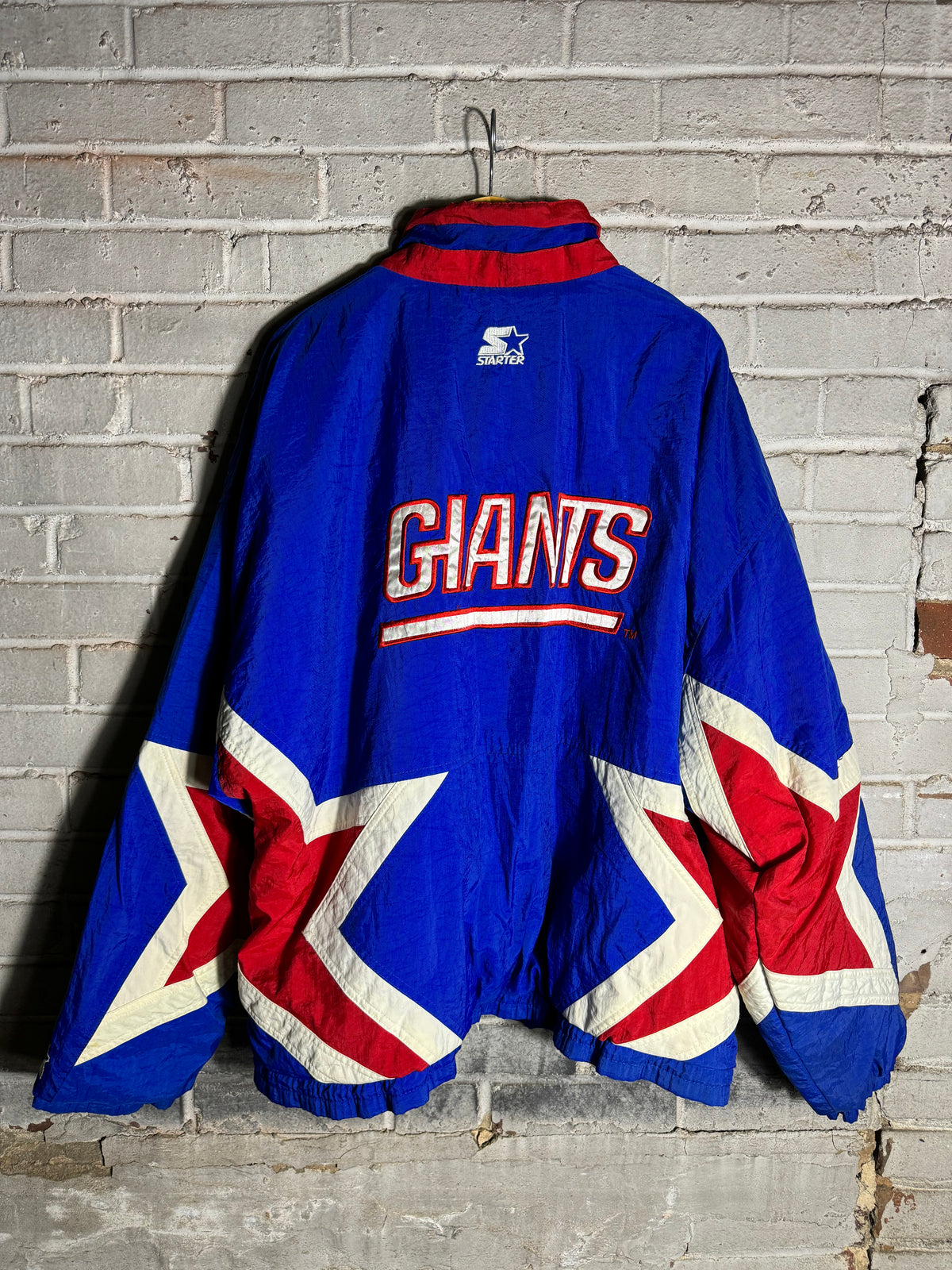 90’s New York Giants Vintage Blue Star Print Starter Puffer NFL Jacket (XL)