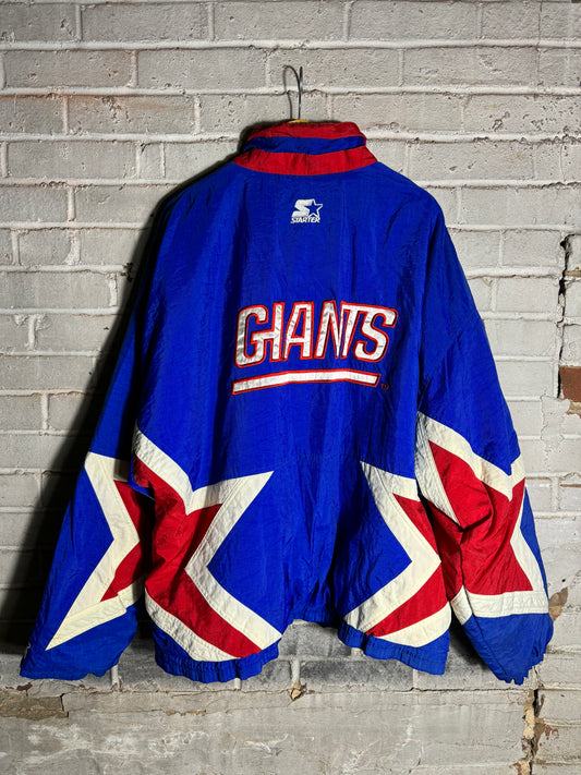 90’s New York Giants Vintage Blue Star Print Starter Puffer NFL Jacket (XL)