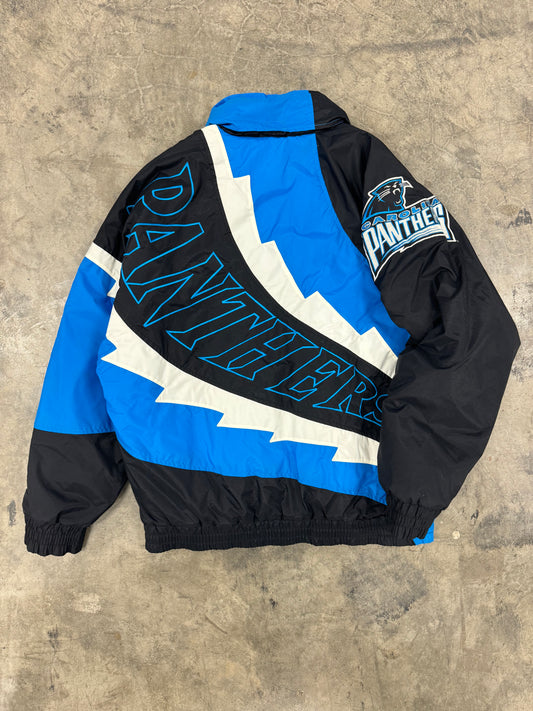 90’s Carolina Panthers Vintage Lee Sport Saw Blade Fully Embroidered NFL Puffer Jacket (XL)