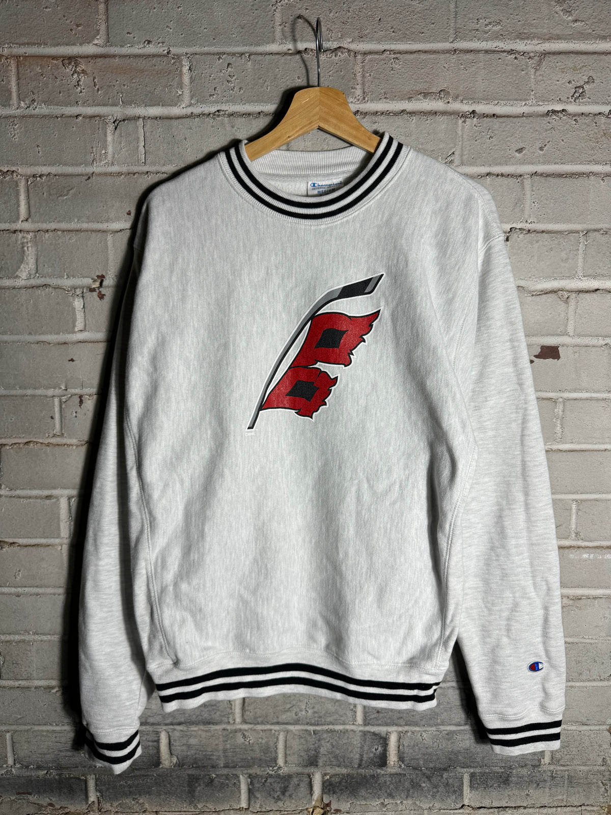 Carolina Hurricanes Alternate Flag Logo Heather Grey Champion Reverse Weave NHL Crewneck (Medium)