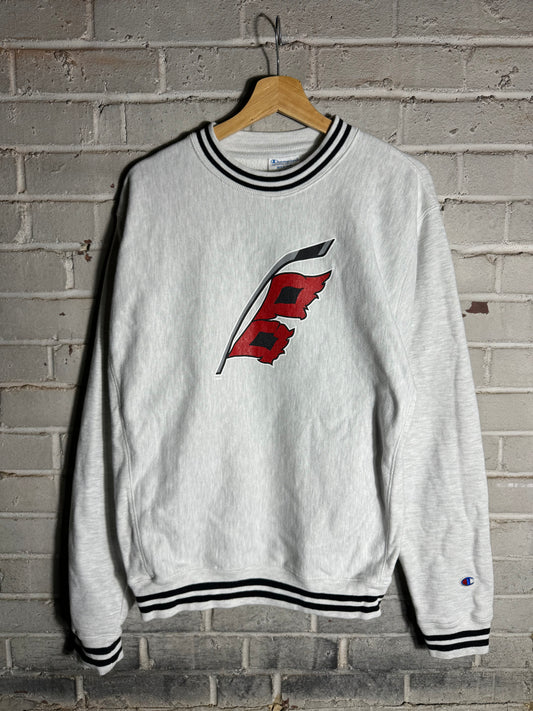 Carolina Hurricanes Alternate Flag Logo Heather Grey Champion Reverse Weave NHL Crewneck (Medium)