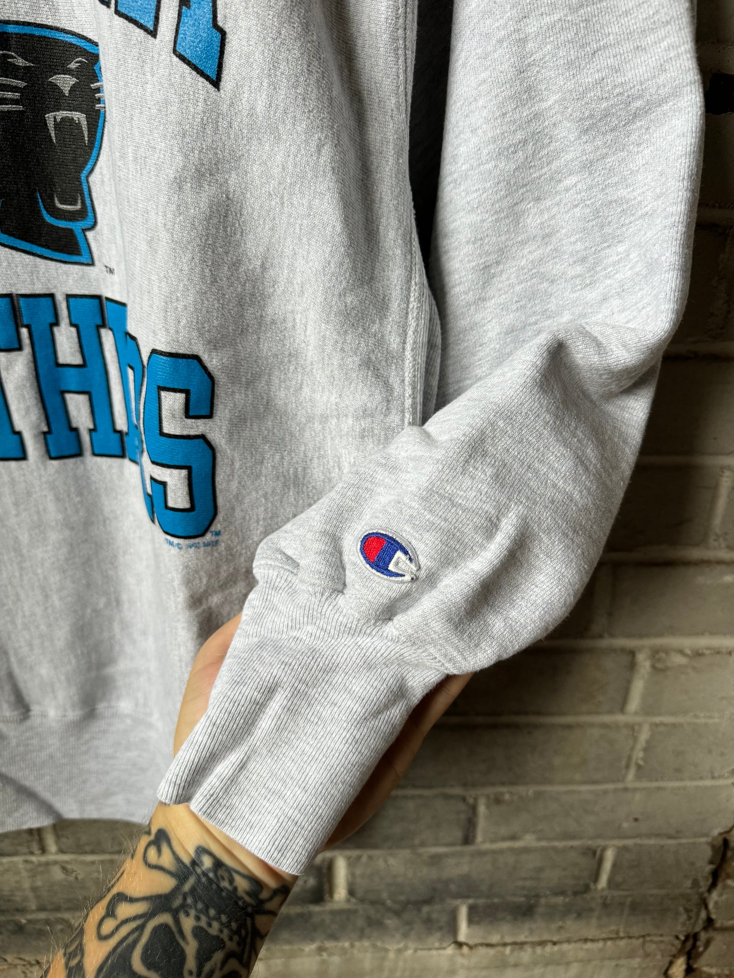1993 Carolina Panthers Vintage Heather Grey Champion Reverse Weave Ultra Heavyweight NFL Crewneck (XL)