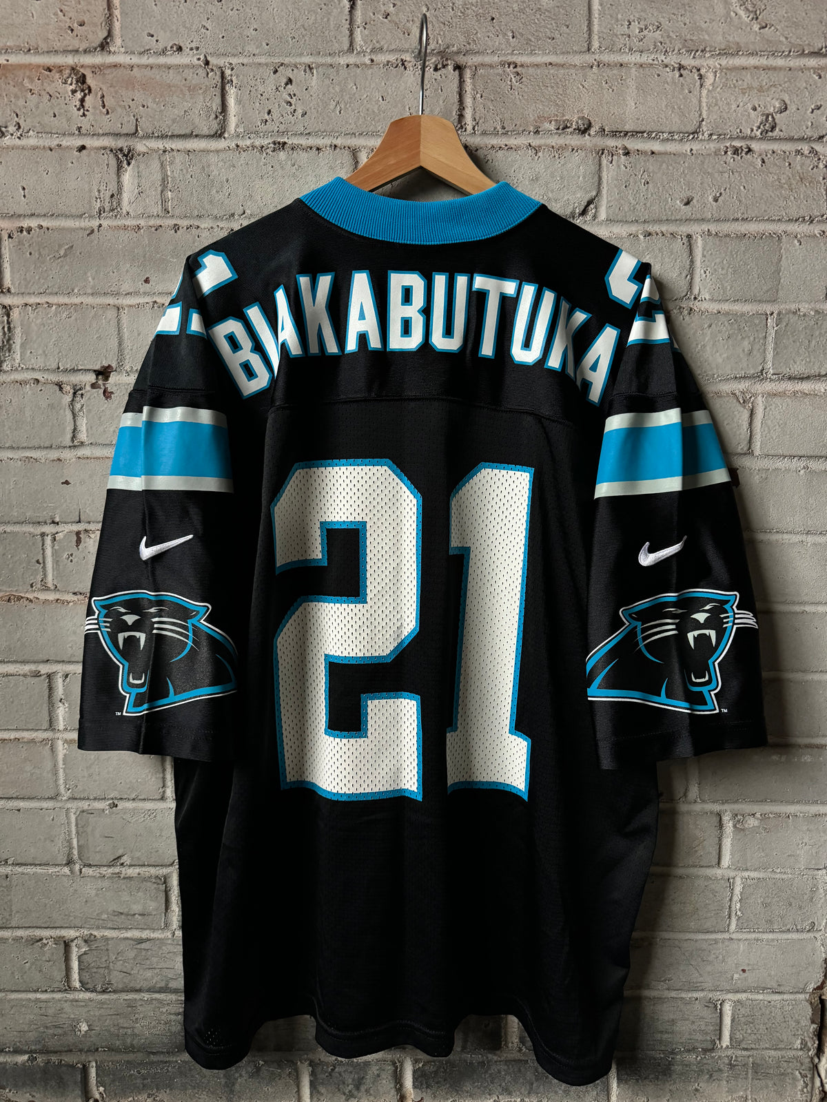 90’s Carolina Panthers Tim Biakabutuka Vintage Black Nike Team Sports NFL Jersey (Large)