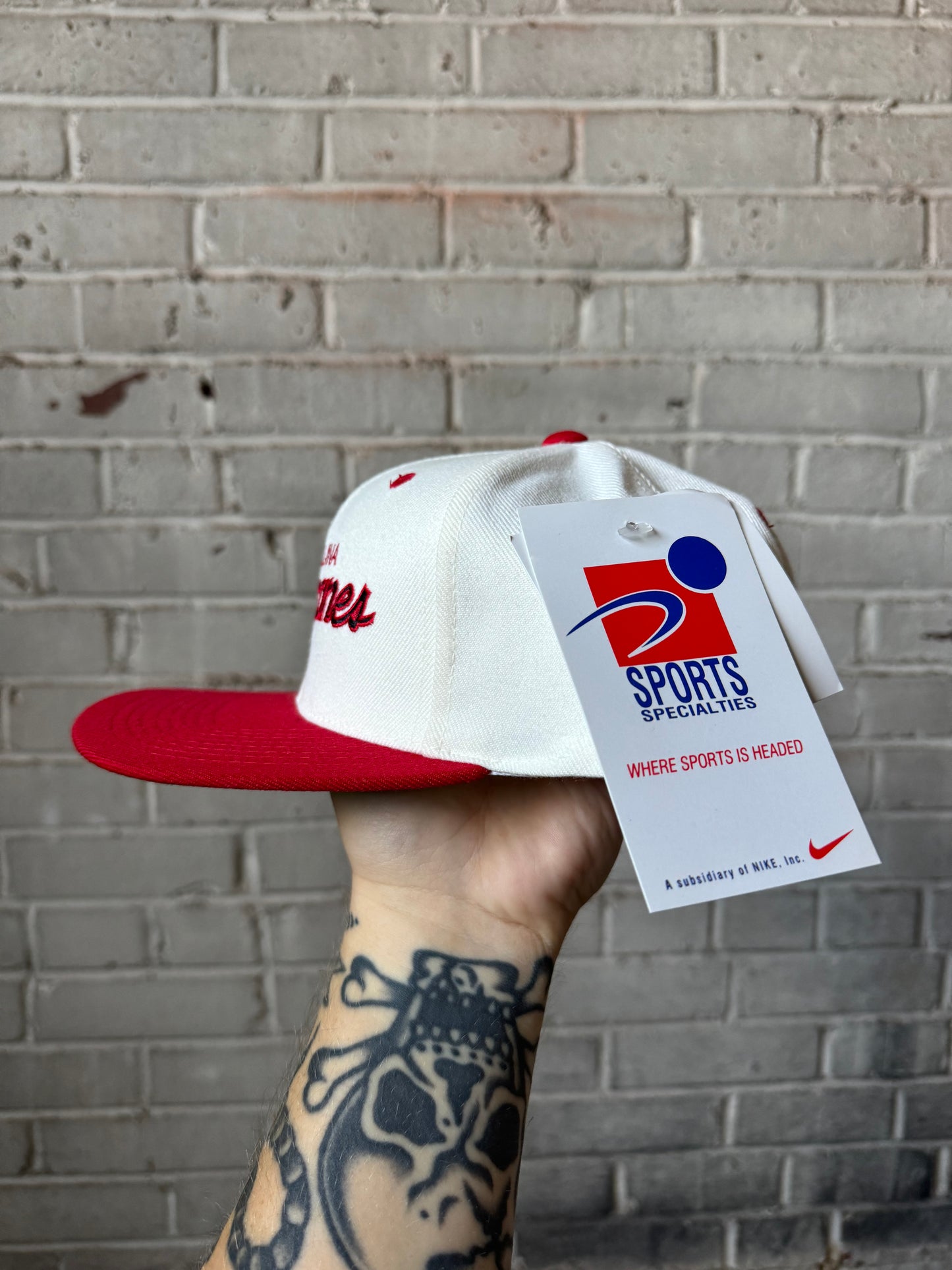90’s Carolina Hurricanes Vintage Wool Sport Specialties Script NHL Hockey Snapback Hat - Deadstock (OSFA)