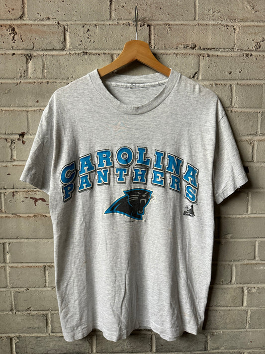 1996 Carolina Panthers Vintage Heather Grey Riddell Athletic Distressed NFL Tee (Medium)