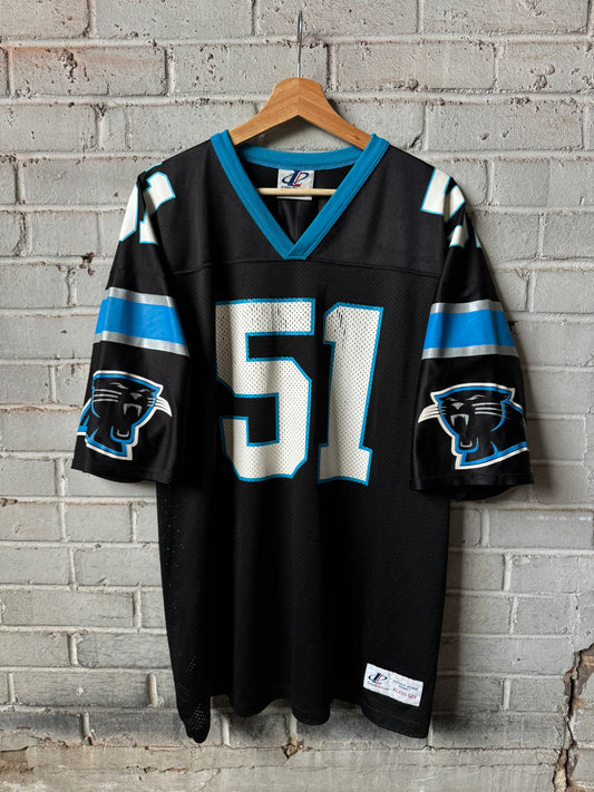 1995 Carolina Panthers Sam Mills Vintage Black Logo Athletic NFL Jersey (XL)