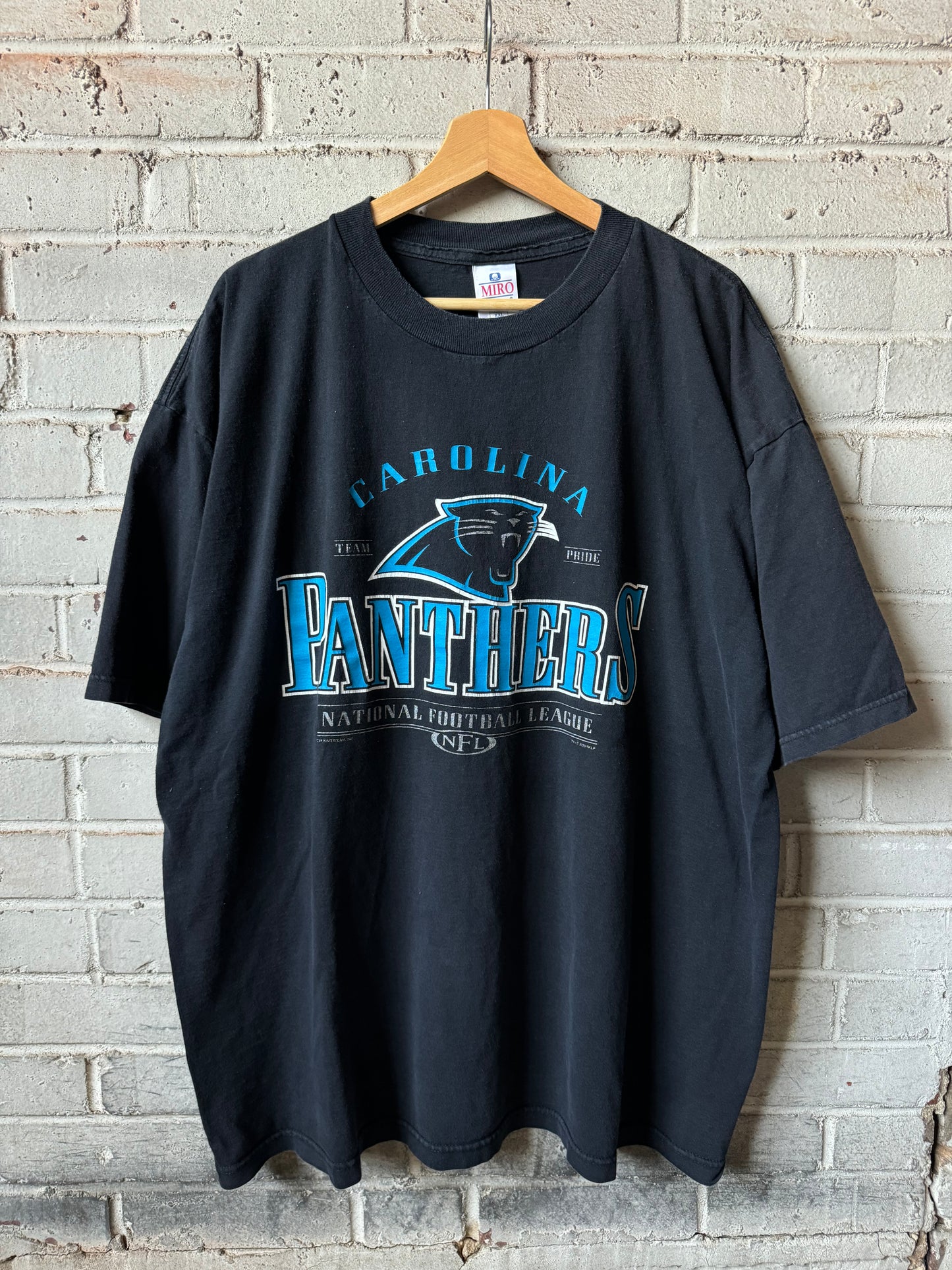 2000 Carolina Panthers Vintage Black Spellout NFL Tee (XXL)