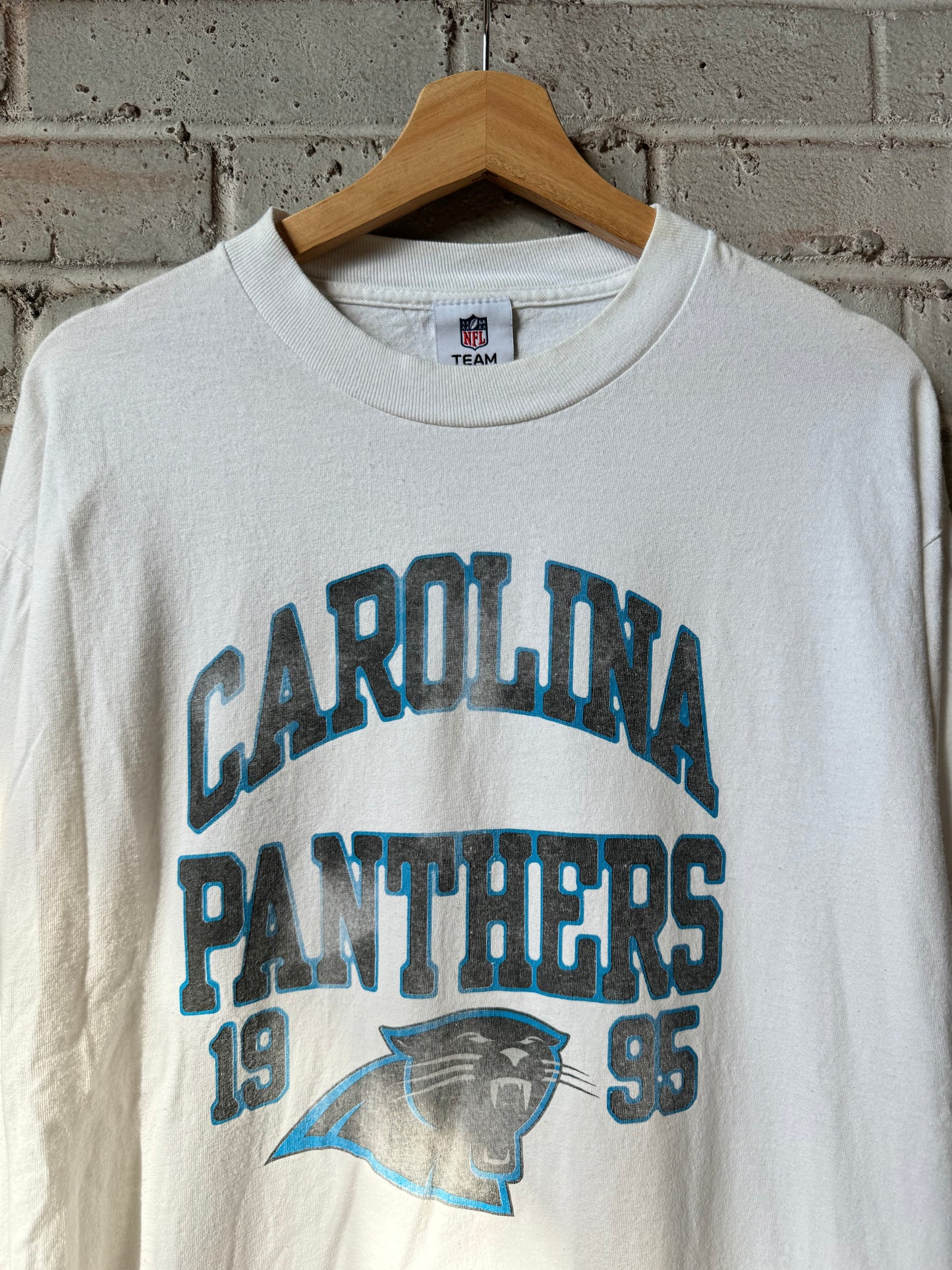 00’s Carolina Panthers Vintage Established 1995 White NFL Longsleeve Tee (XL)