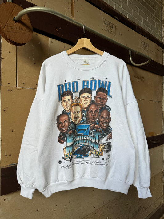 1997 Carolina Panthers Vintage Shirt Xpolsion Caricature NFL Pro Bowl Crewneck (Boxy XL)