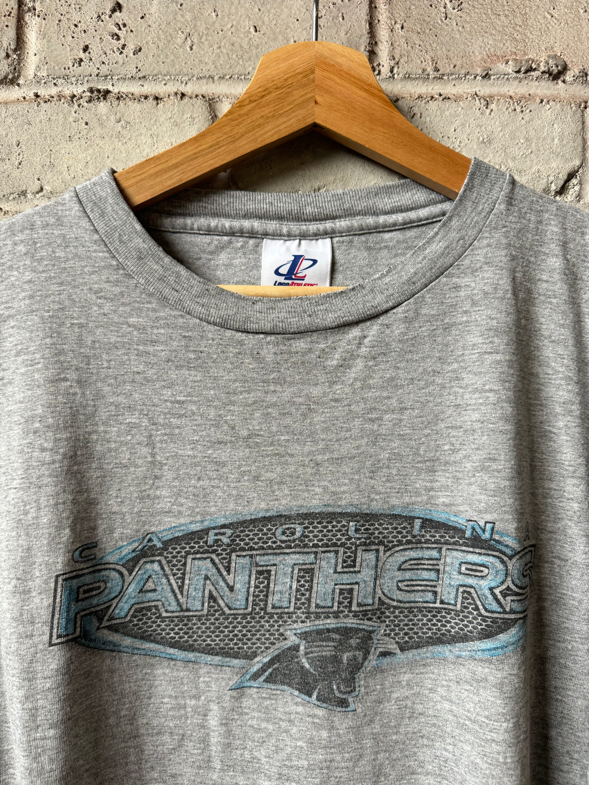 90’s Carolina Panthers Vintage Grey Logo Athletic Spellout NFL Longsleeve Tee (XL)