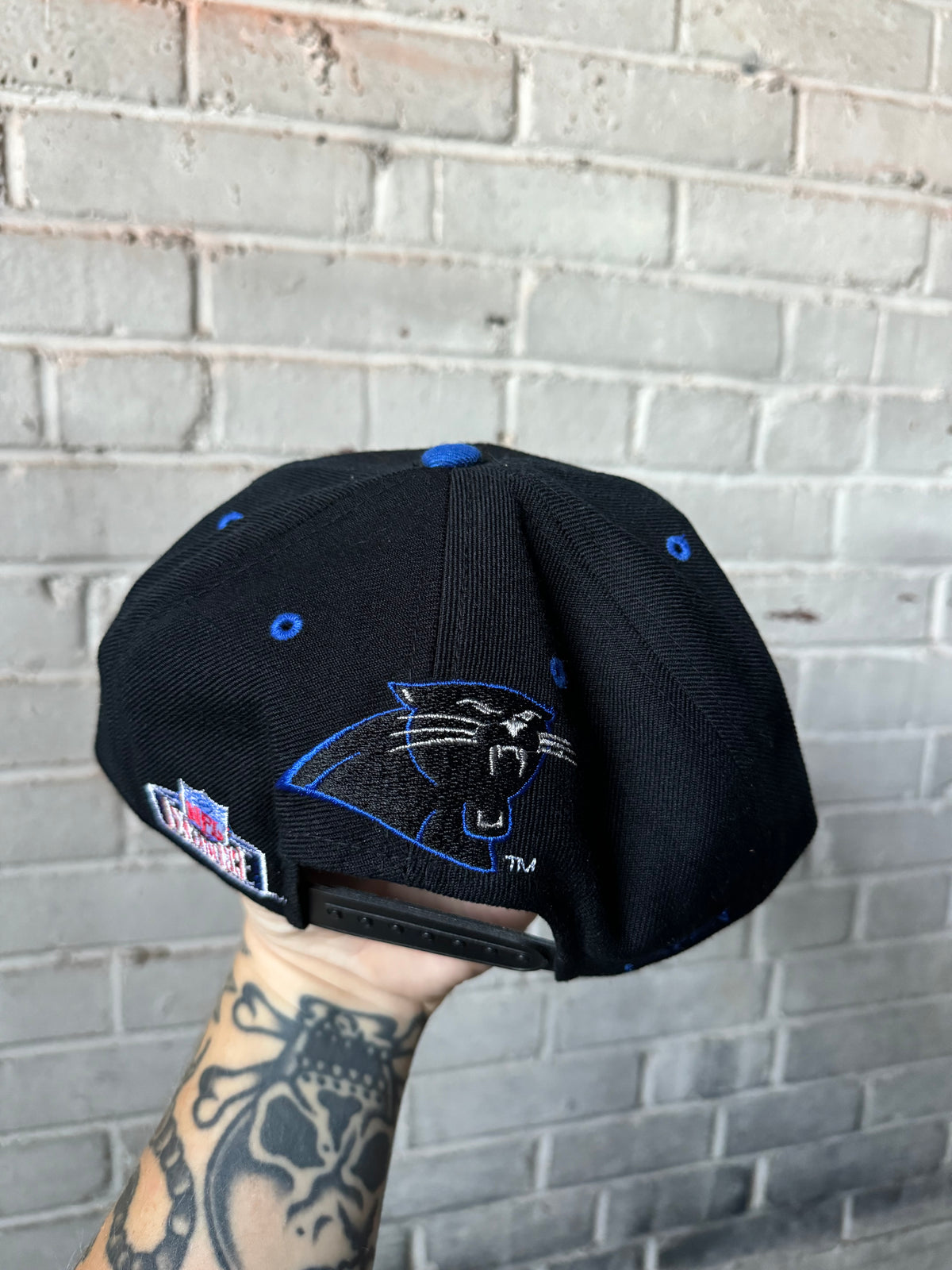 90’s Carolina Panthers Vintage Black Pro Player Repeat Claw Logo NFL Snapback Hat (OSFA)
